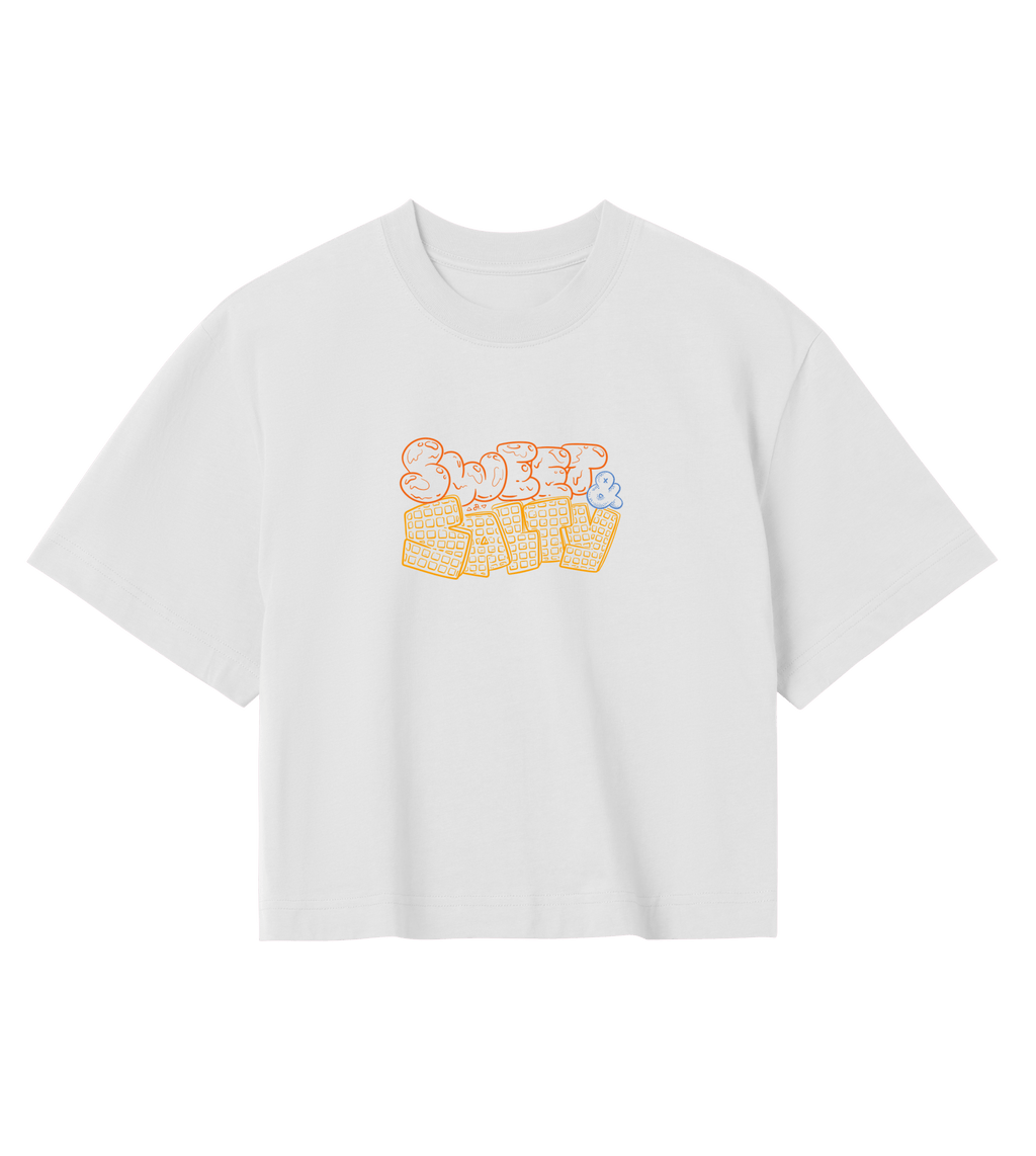 Chicken & Waffle Outlines Crop-Top,, Damen, front, off-white