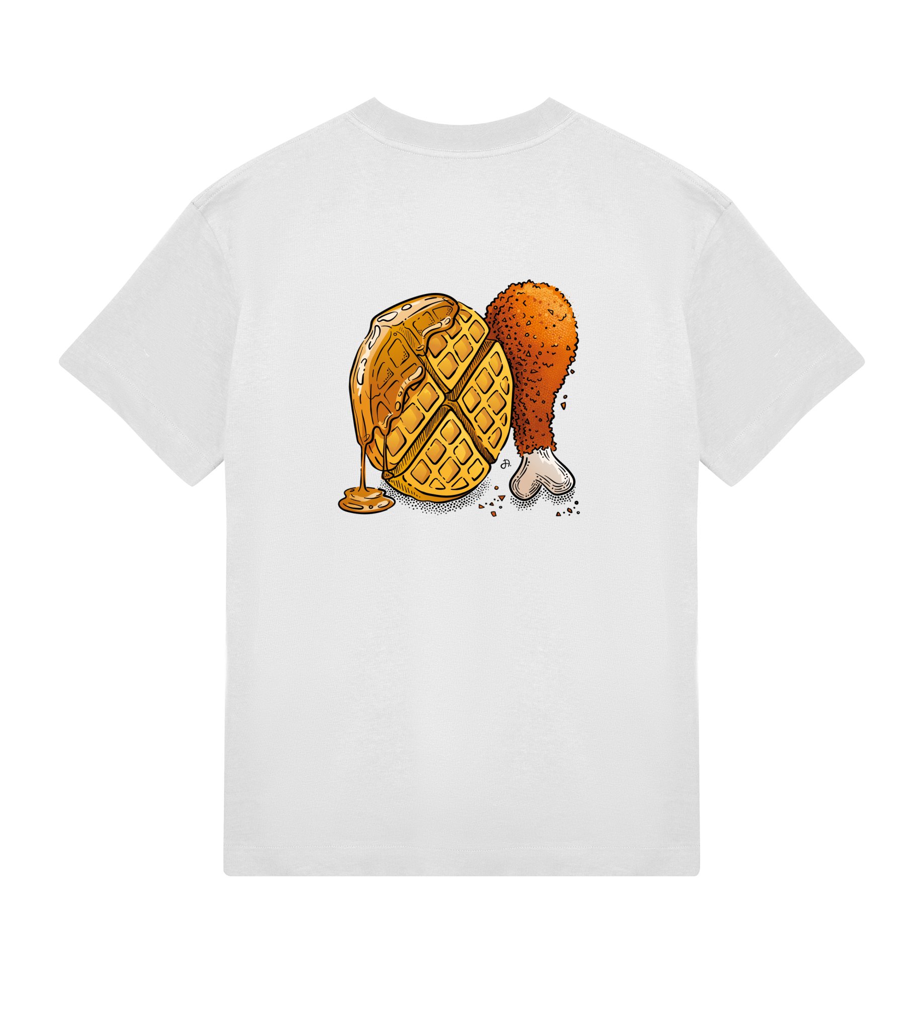 Chicken & Waffle T-Shirt Boxy, Herren, Back, offwhite