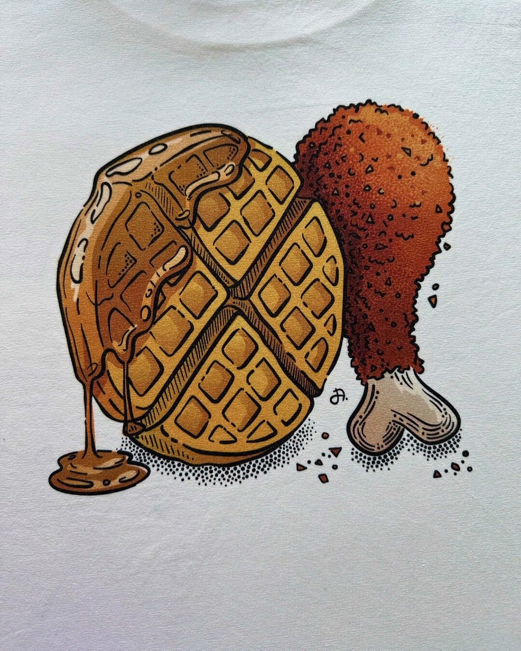 Chicken & Waffle T-Shirt Boxy, Herren, Detail Zoom, offwhite