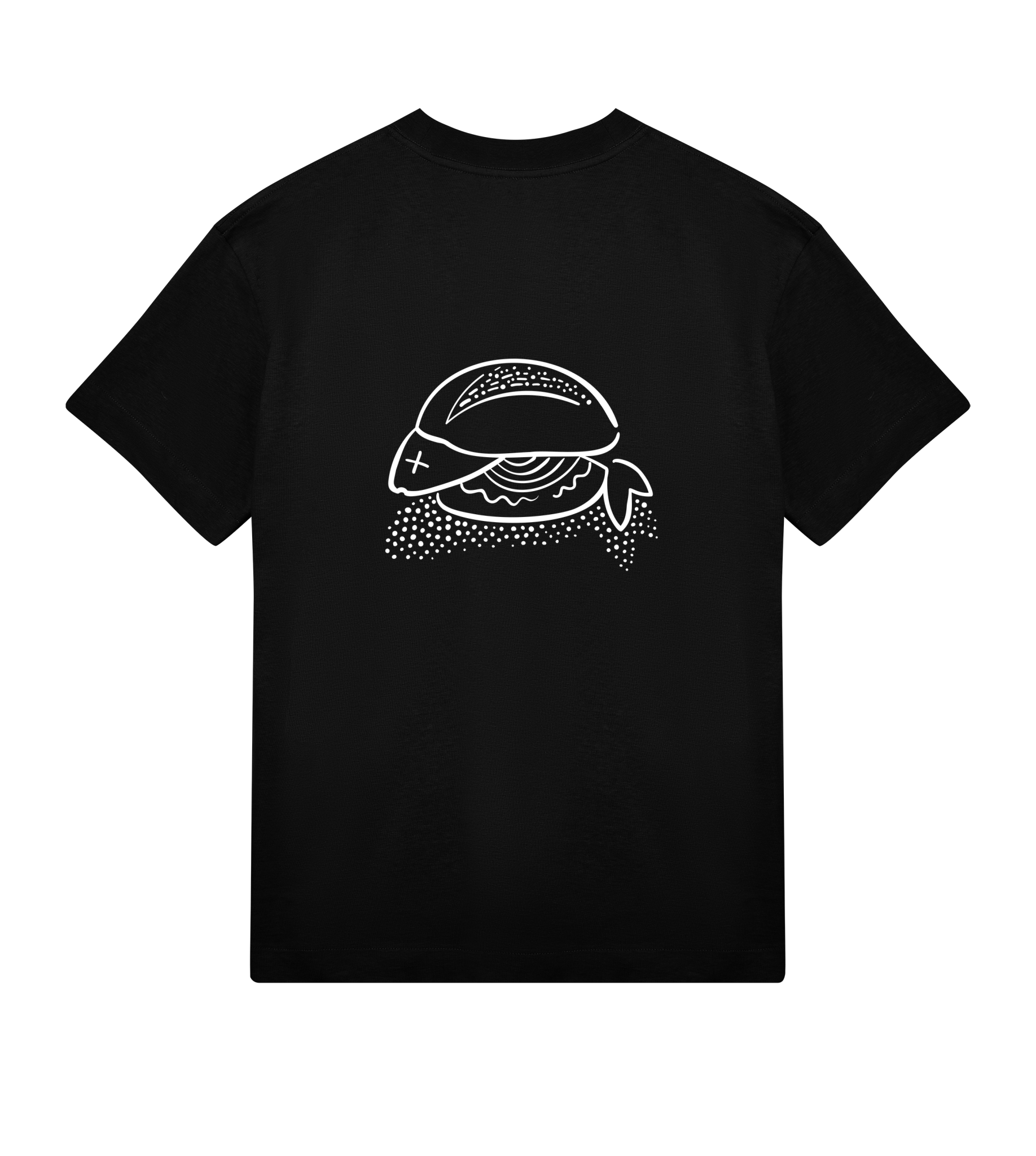 Fisch Bröt (Fischbrötchen) T-Shirt Boxy, Herren, back, schwarz