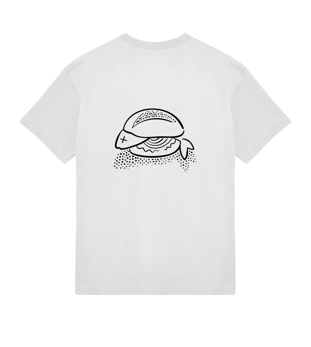 Fisch Bröt (Fischbrötchen) T-Shirt Boxy, Herren, back, off-white
