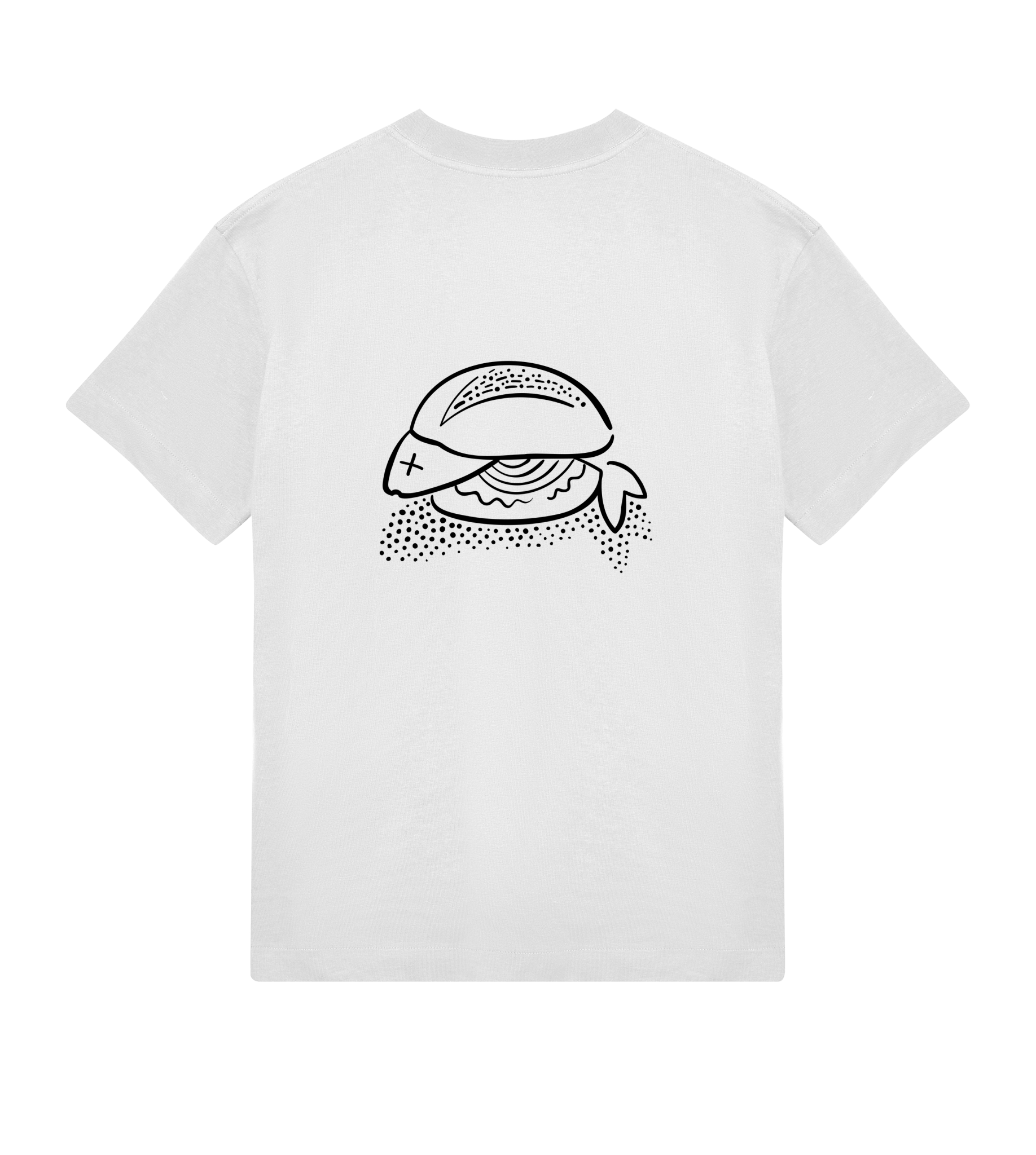 Fisch Bröt (Fischbrötchen) T-Shirt Boxy, Herren, back, off-white
