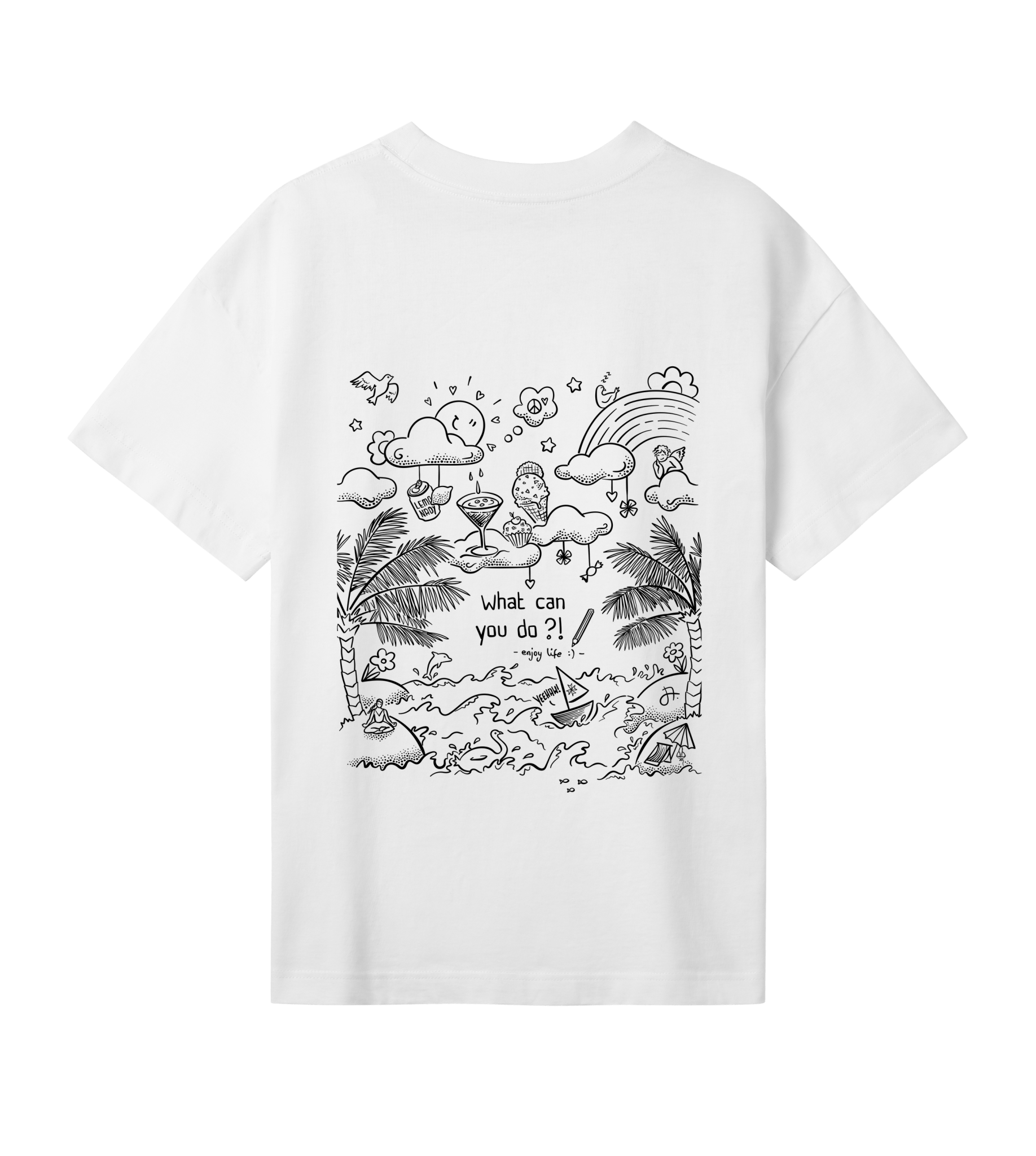 What can you do?! Oversized T-Shirt, Damen, back, off-white