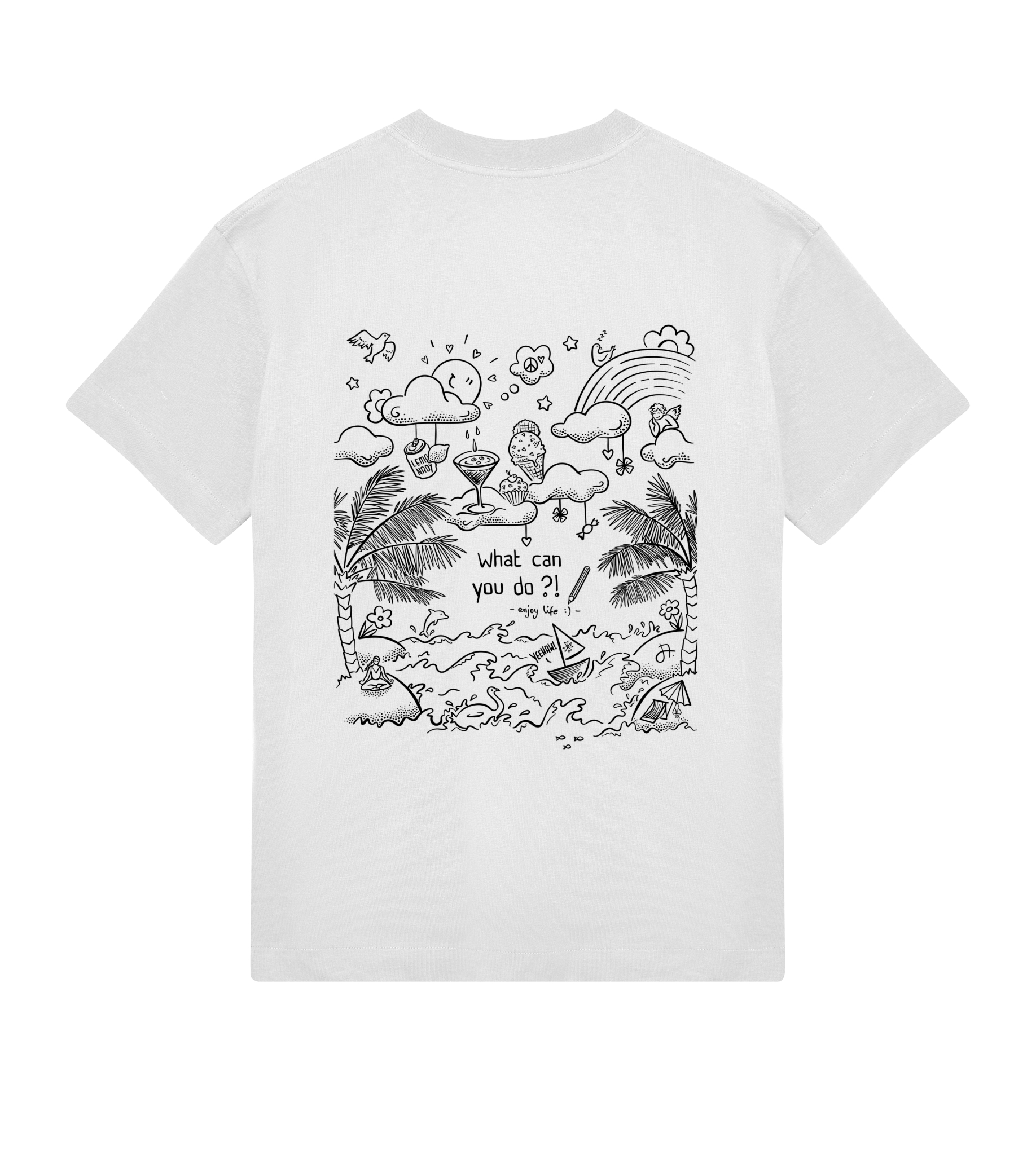 What can you do?! Oversized T-Shirt, Herren, back, off-white