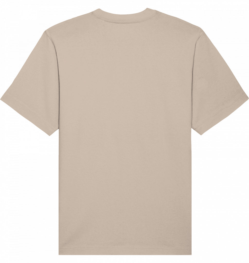 Beiges T-Shirt in Rückansicht ohne Aufdruck