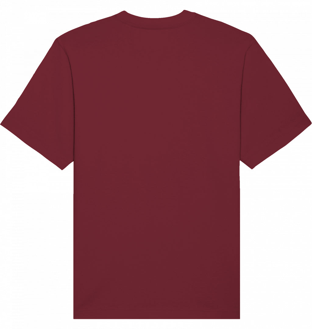 Bordeauxfarbenes T-Shirt in Rückansicht ohne Aufdruck