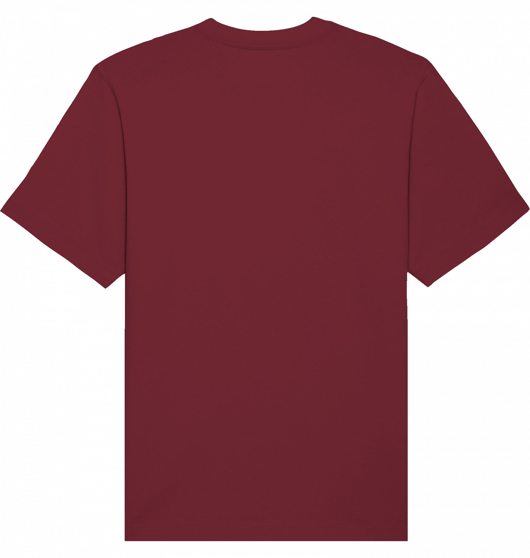 Bordeauxfarbenes T-Shirt in Rückansicht ohne Aufdruck