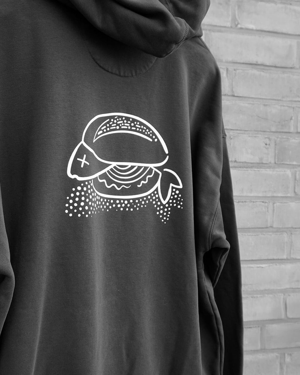 Fisch Bröt Boxy Hoodie, Herren, Back, Extra, offblack