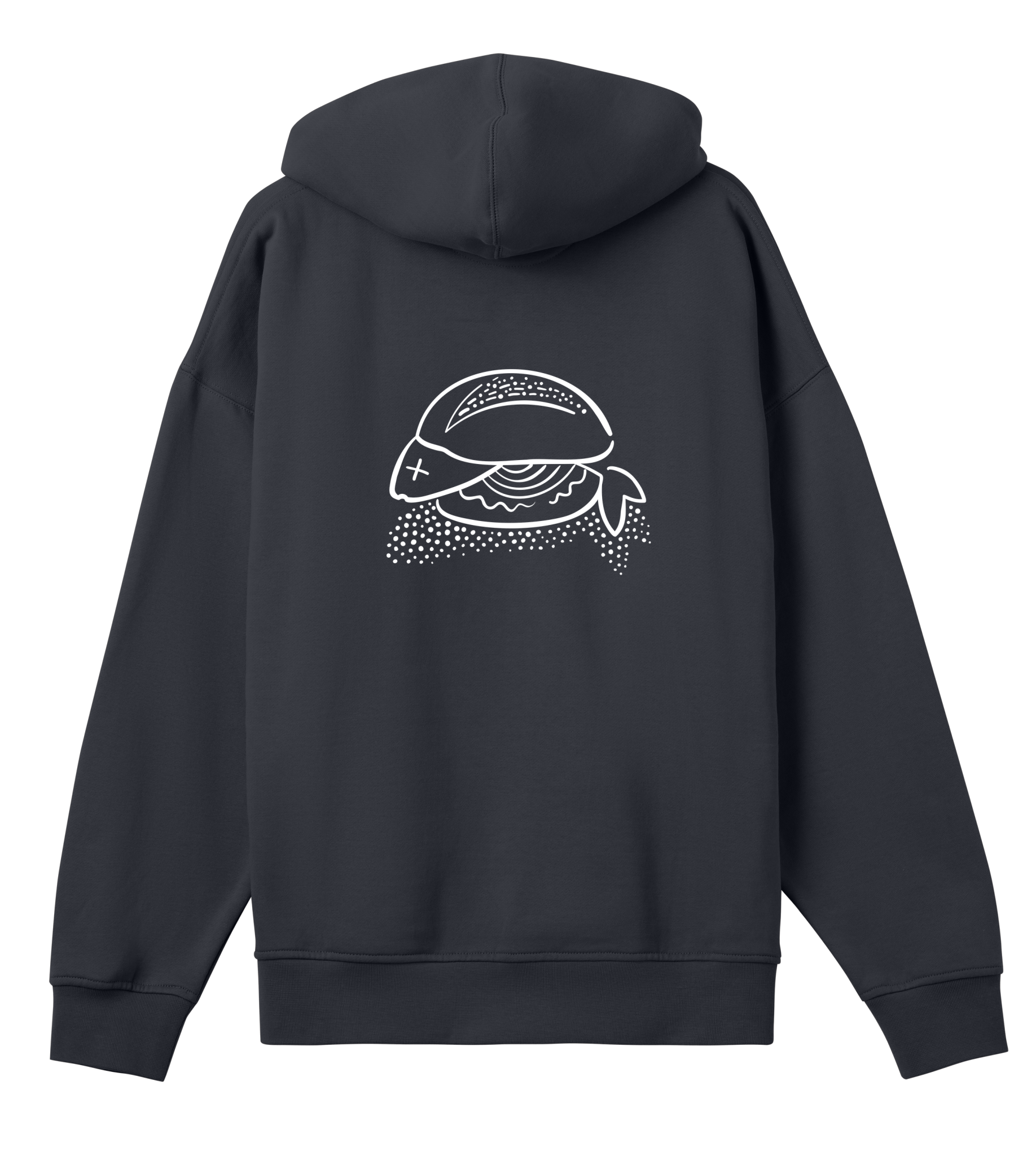 Fisch Bröt Boxy Hoodie, Herren, Back, offblack