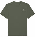 Olivgrünes T-Shirt von vorn mit kleinem Weinglas-Print