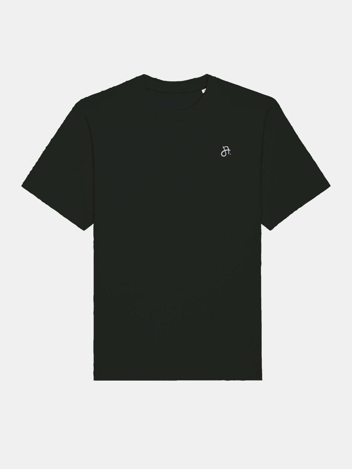 Schwarzes T-Shirt vorne mit kleinem Logo-Print.