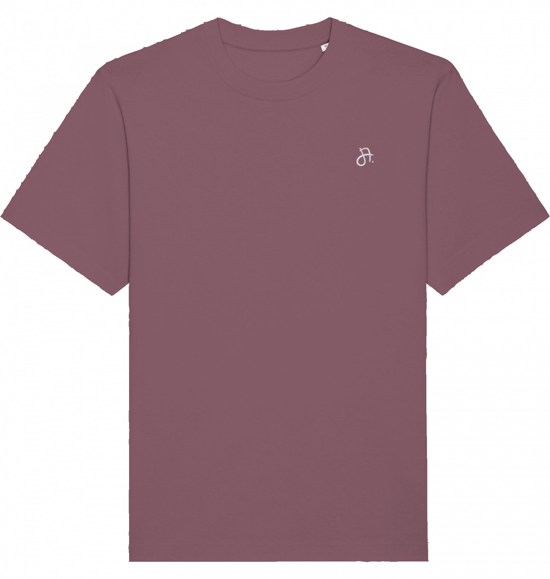 Mauvefarbenes T-Shirt von vorn mit kleinem Logo-Print auf der Brust