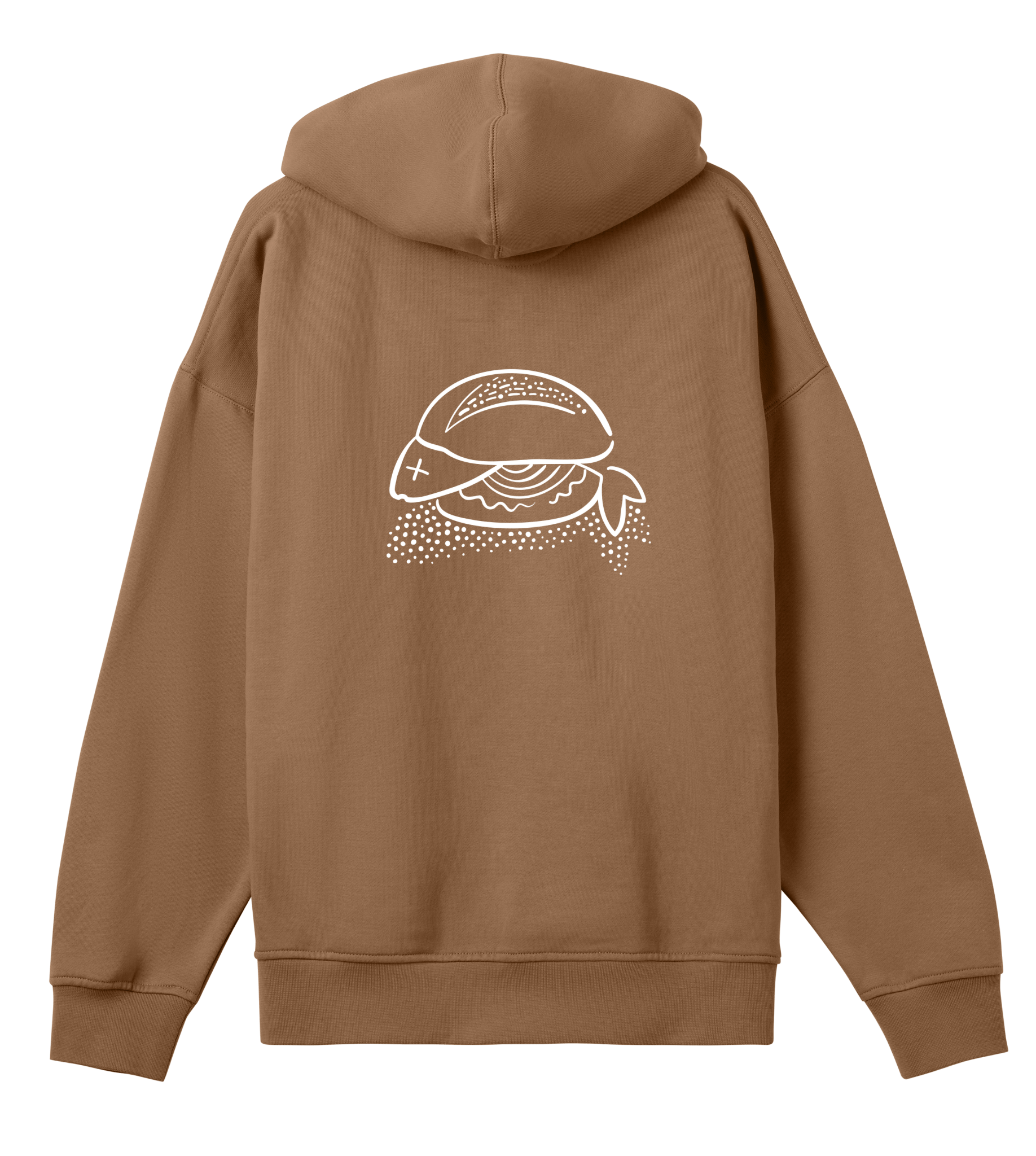 Fisch Bröt Boxy Hoodie, Herren, Back, toffeebrown